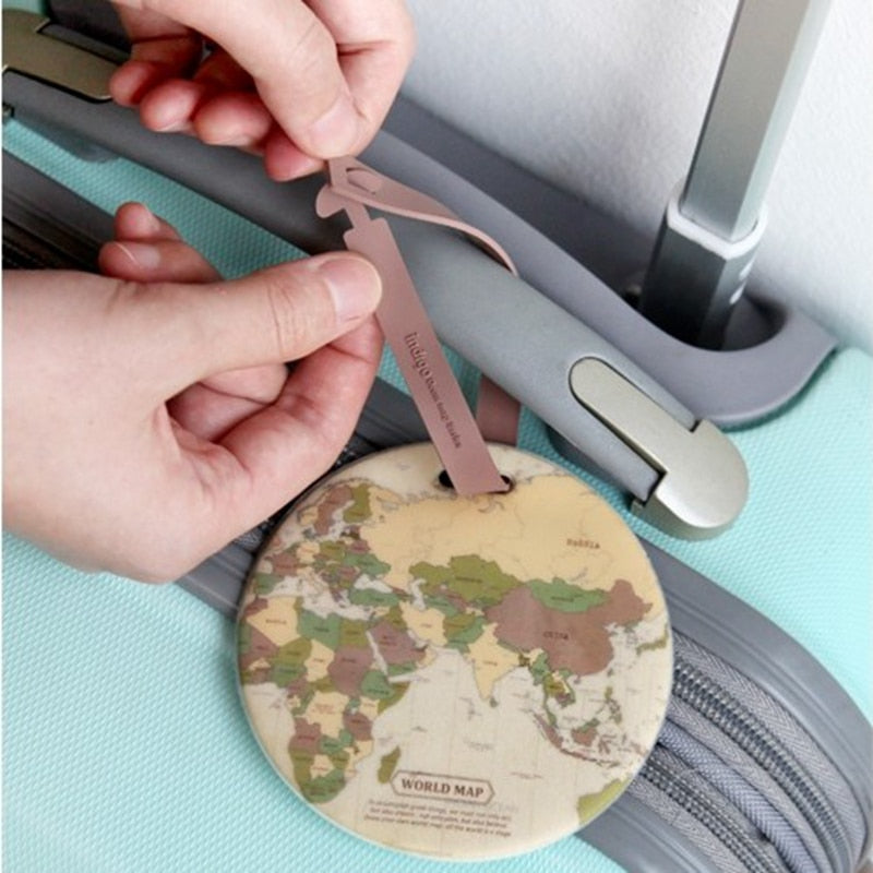 Map Luggage Tag Women Travel Accessories Silica Gel Suitcase ID Address Holder Baggage Boarding Tag Portable Label - kitchen