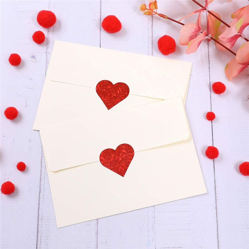 500pcs Heart Shape Labels Valentine's Day Paper Packaging Sticker Candy Dragee Bag Gift Box Packing Bag Wedding Thanks Stickers - party