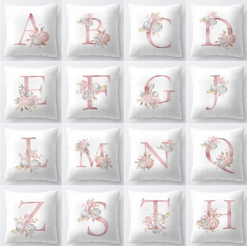 HomTe 45x45cm Kids Room Decoration Letter Pillow English Alphabet Polyester Cushion Cover for Sofa Home Decoration Flower Pillowcase - Textile