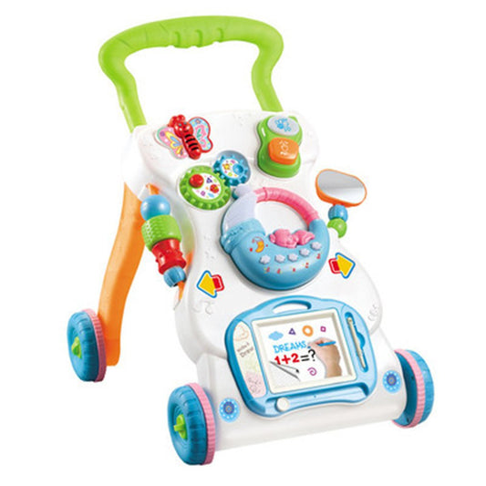 Kid Unisex Infants' Walker Toddler Trolley Multi function Anti rollover Height Adjustable Walker Walking Teaching Cars Toys