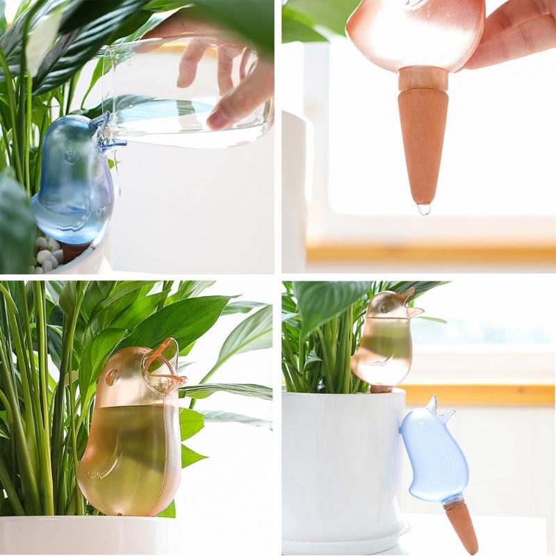 Automatic Watering Spikes Irrigation System Plant Self Watering Auto Lazy Watering Kettle Bird Shape Ceramic Plant Waterer Tools - garden