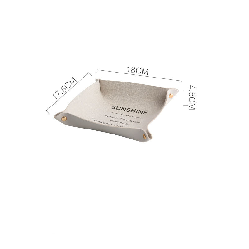 Desktop Leather Folding Storage Box Nordic Ins Porch Key Storage Box Jewelry Cosmetics Sundries Storage Tray