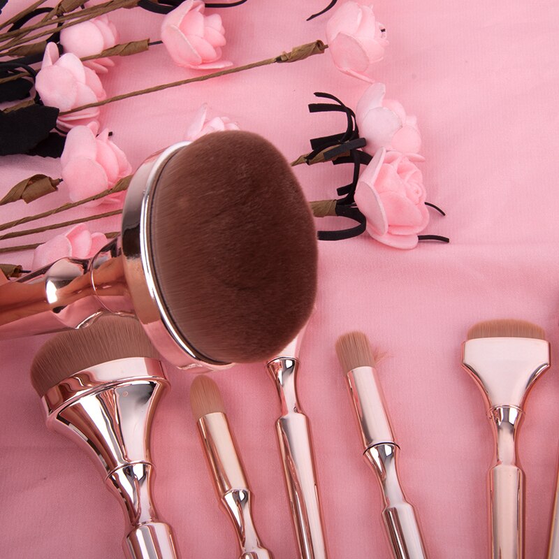 9 PCS Makeup Brushes Set Rose Golden Beauty Cosmetic Tool - B&H
