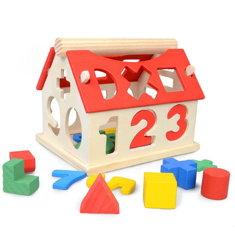 Wooden Toys House Number Letter Kids Children Learning Math Toy Multicolor Educational Intellectual Building Blocks