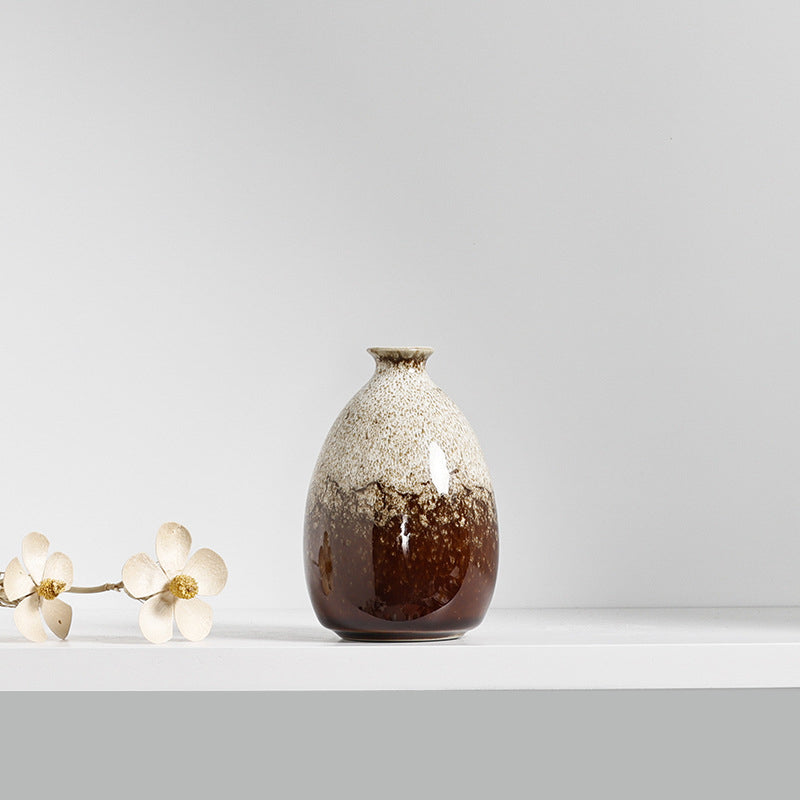 HomDe Creative Home Ceramic Vase Desk Kiln Becomes Vase Ornaments Home Decoration Vase Hand Bomb Bottle