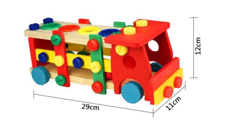 Kid Wooden Assembling Chair Montessori Toys Baby Educational Wooden Toy Preschool Multifunctional Variety Nut Combination Chair Tool