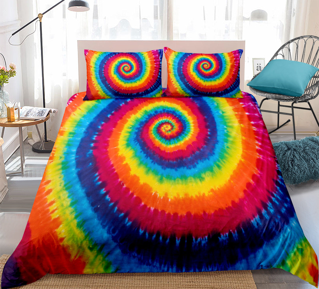 HomTe Color Tie Dye Home Textile Pillow Cover Sheet Quilt Cover Three or Four Piece Set