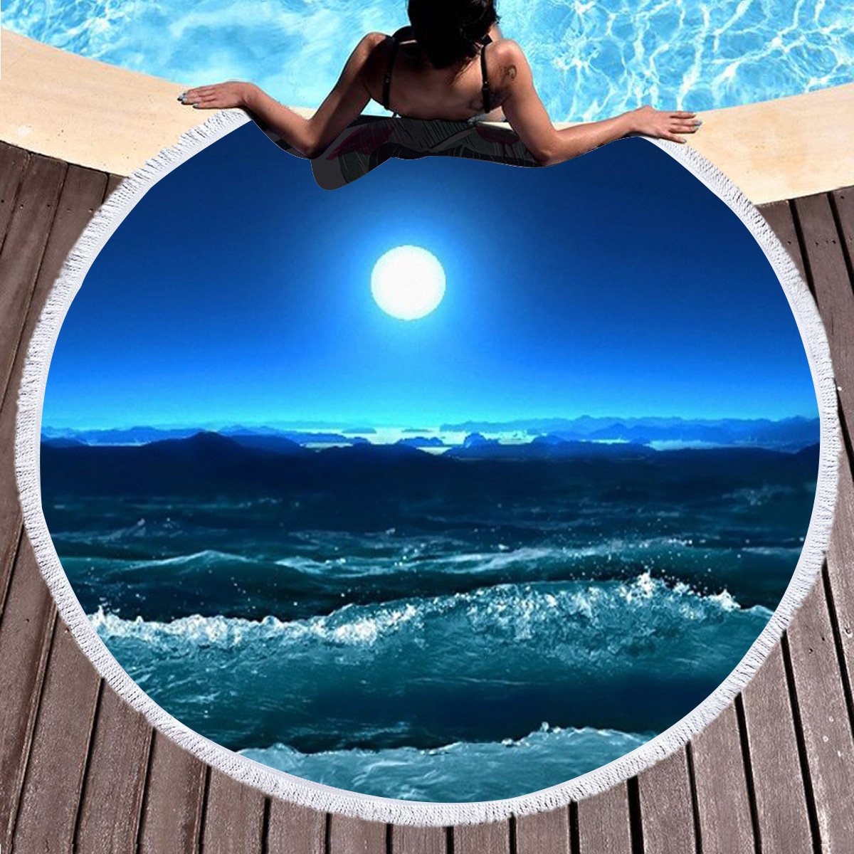 HomTe Bedding 3D printing Round landscape Beach towel home textile  Beach Towel Tapestry Blanket