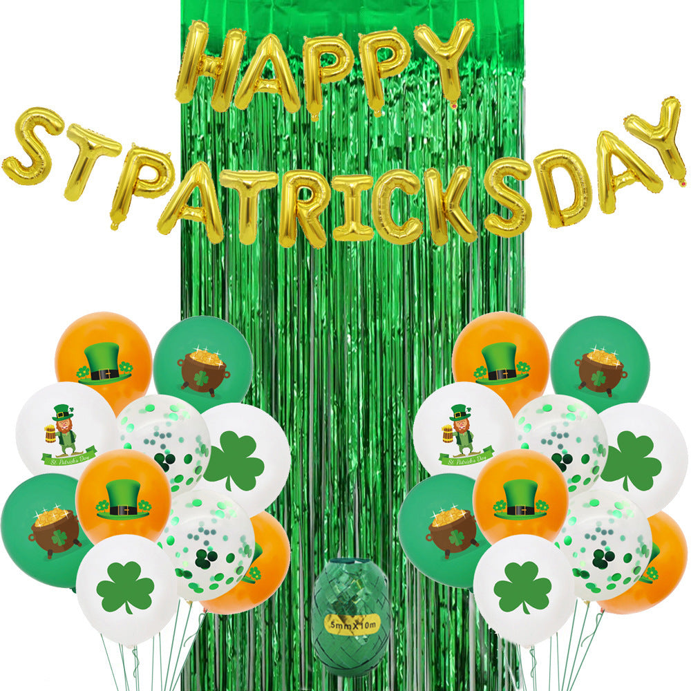 Irish Decoration St. Patrick's Day Theme Party Decoration 12 Inch 2.8g Clover Latex Balloon - party