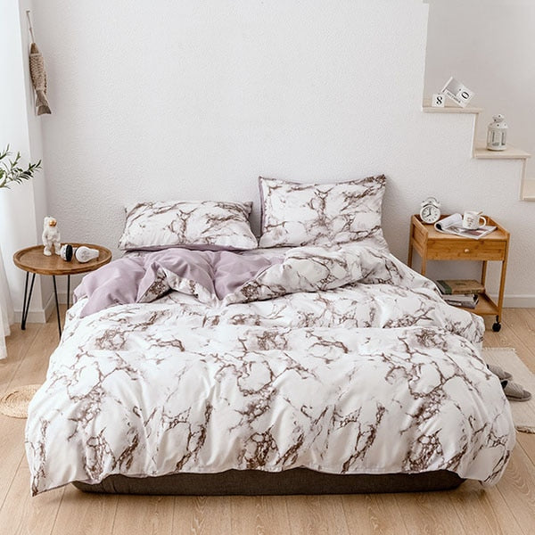 Textile The Bedroom Bedding Is A Comfortable White Marble Pattern Printed Duvet Cover (2/3 Piece Set)