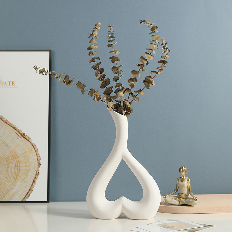 HomDe Creative Love Ceramic Vase Electroplating Vegan Dried Flowers Flower Arrangement Home Decoration Ornament