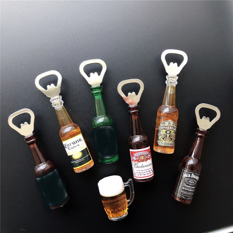 Retro Creative Personality Mini Beer Bottle Opener Home Drink Bottle Opener Refrigerator Stick Bar Magnetic Stickers Decoration - kitchen