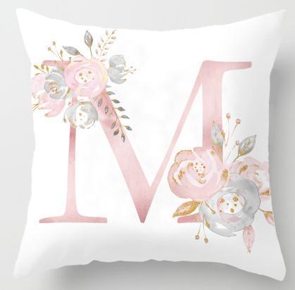HomTe 45x45cm Kids Room Decoration Letter Pillow English Alphabet Polyester Cushion Cover for Sofa Home Decoration Flower Pillowcase - Textile