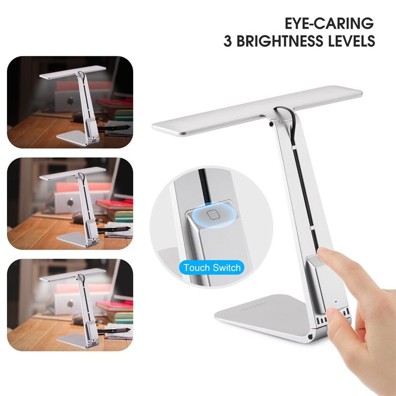 3 Mode Dimming LED Reading Study Desk Lamp Soft Eye-Protection Night Light Folding Rechargeable Table Lamp
