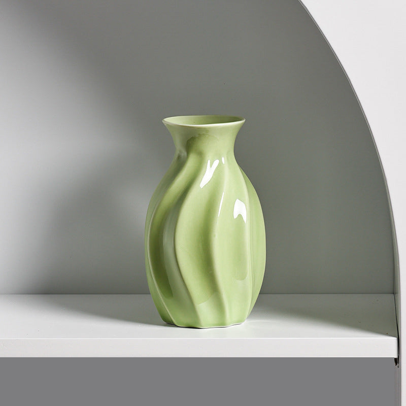 HomDe Ceramic Flower Utensils Japanese-Style Home Mini Ceramic Vase Porch Decoration Decoration Soft Dry Flower Vase Stripes