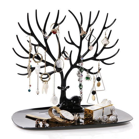 ANFEI Little Deer Earrings Necklace Ring Pendant Bracelet Jewelry Display Stand Tray Tree Storage Racks Organizer Holder H39 - Storage