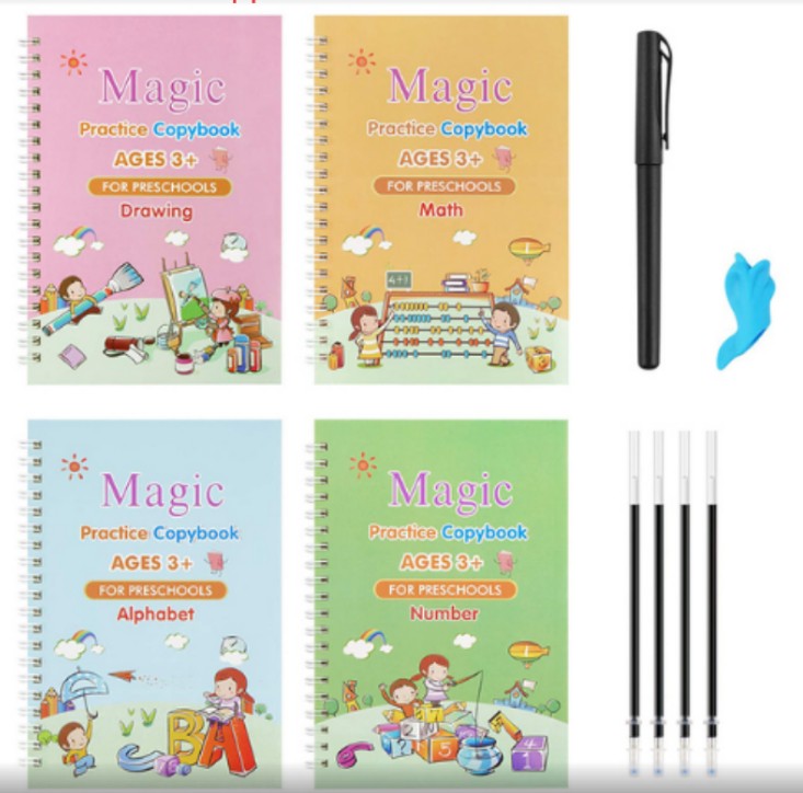 Full English version of calligraphy stickers Children's groove copybook Student hard pen practice copybook Magic writing sticker - toy