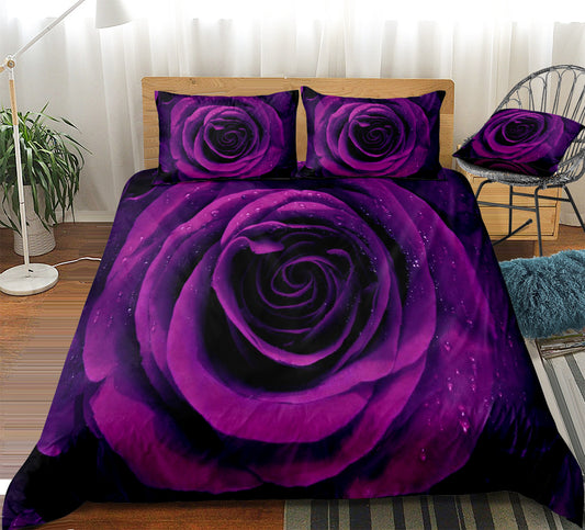 HomTe 3D Roses Home Textiles Household Supplies Flowers Three-Four-Piece Set
