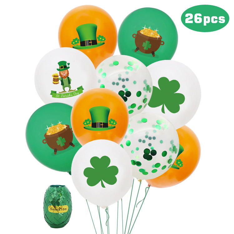 Irish Decoration St. Patrick's Day Theme Party Decoration 12 Inch 2.8g Clover Latex Balloon - party