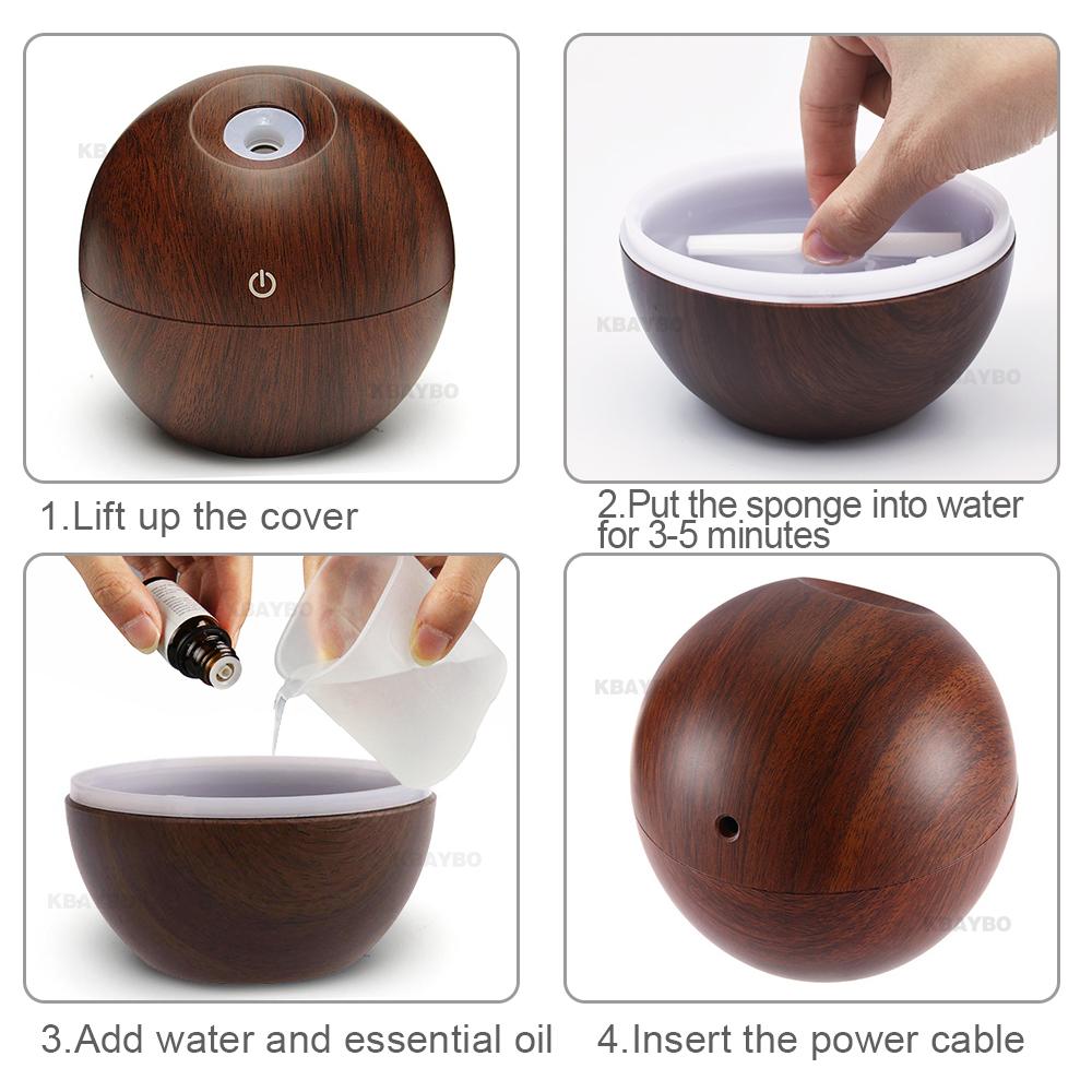 HomDe 130ml USB Aroma Essential Oil Diffuser Ultrasonic Mist Humidifier Air Purifier 7 Color Change LED Night light for Office Home - household