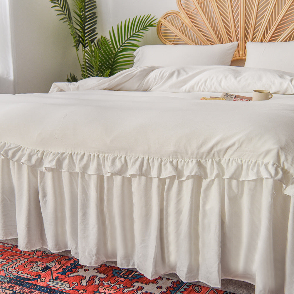 HomTe Home textile bedding chemical fiber washed cotton long flounce quilt cover set