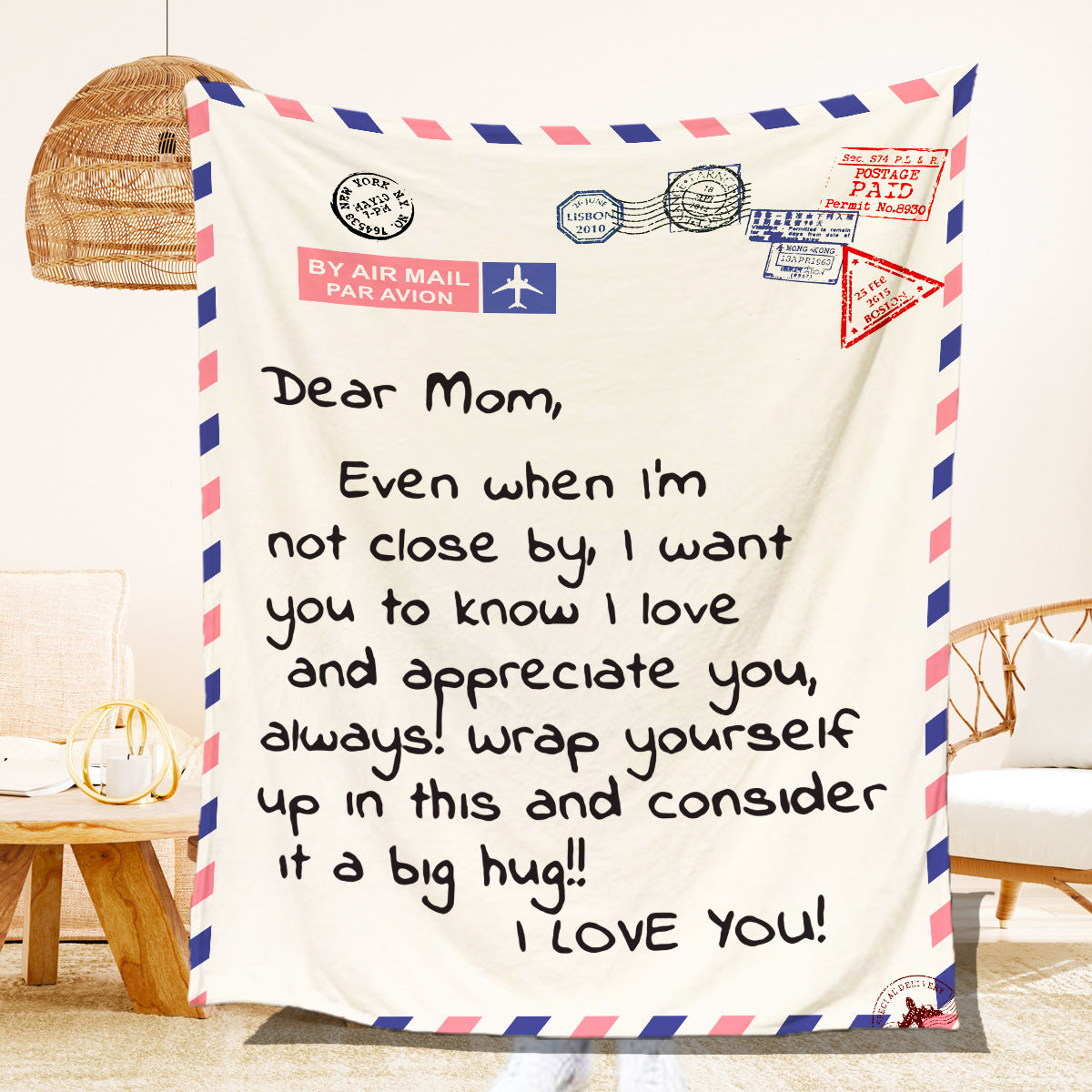 Textile Mother's Day Hot Sale Envelope Blanket Home Letter Letter Warm Flannel Message Letter Cover Blanket