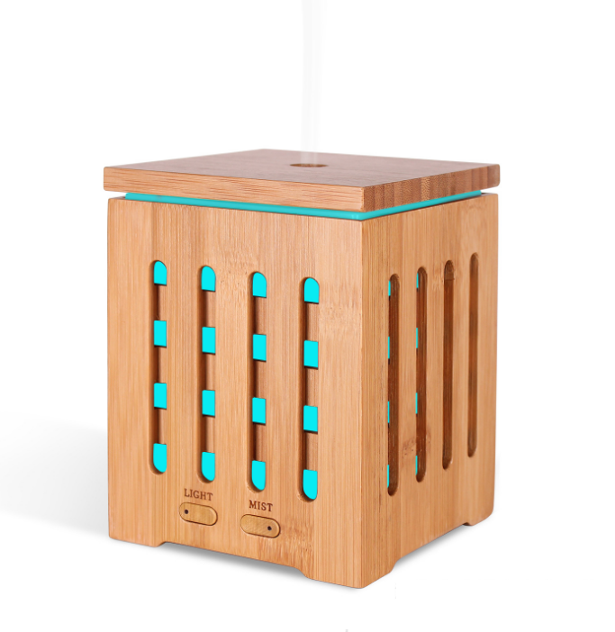 Real Bamboo Essential Oil Diffuser Ultrasonic Aromatherapy Diffusers with 7 LED Colorful Lights and Waterless Auto Shut - decor