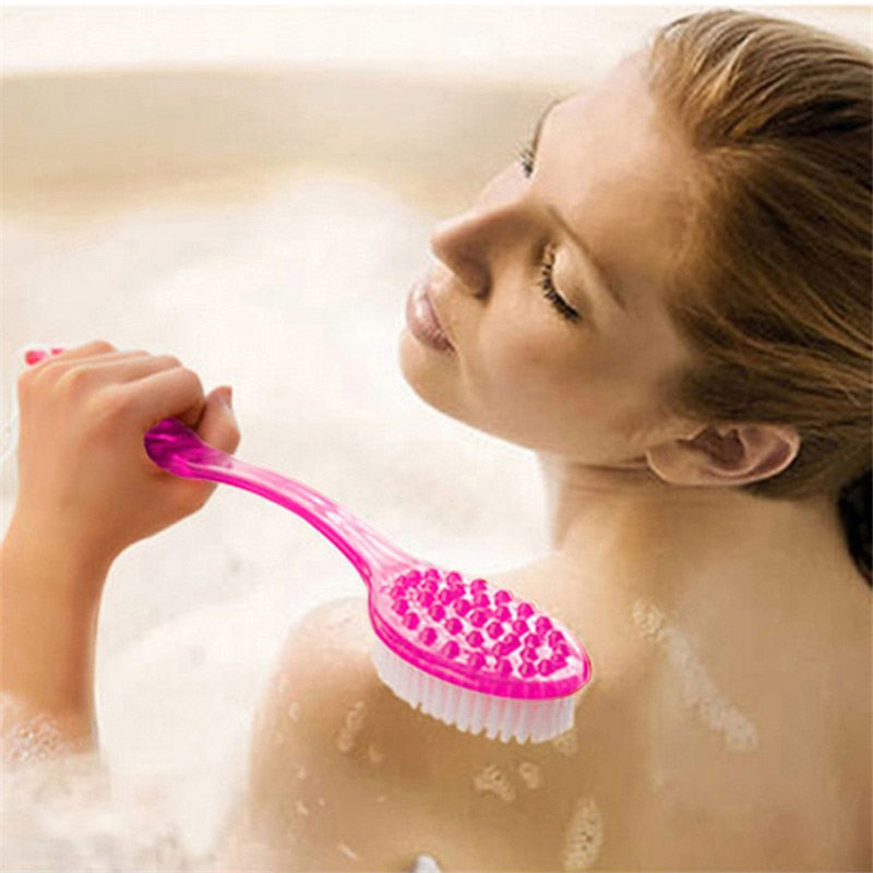 Bath Brush Back Body Bath Shower Sponge Scrubber Brushes With Handle Exfoliating Scrub Skin Massager Exfoliation Bathroom Brush - storage