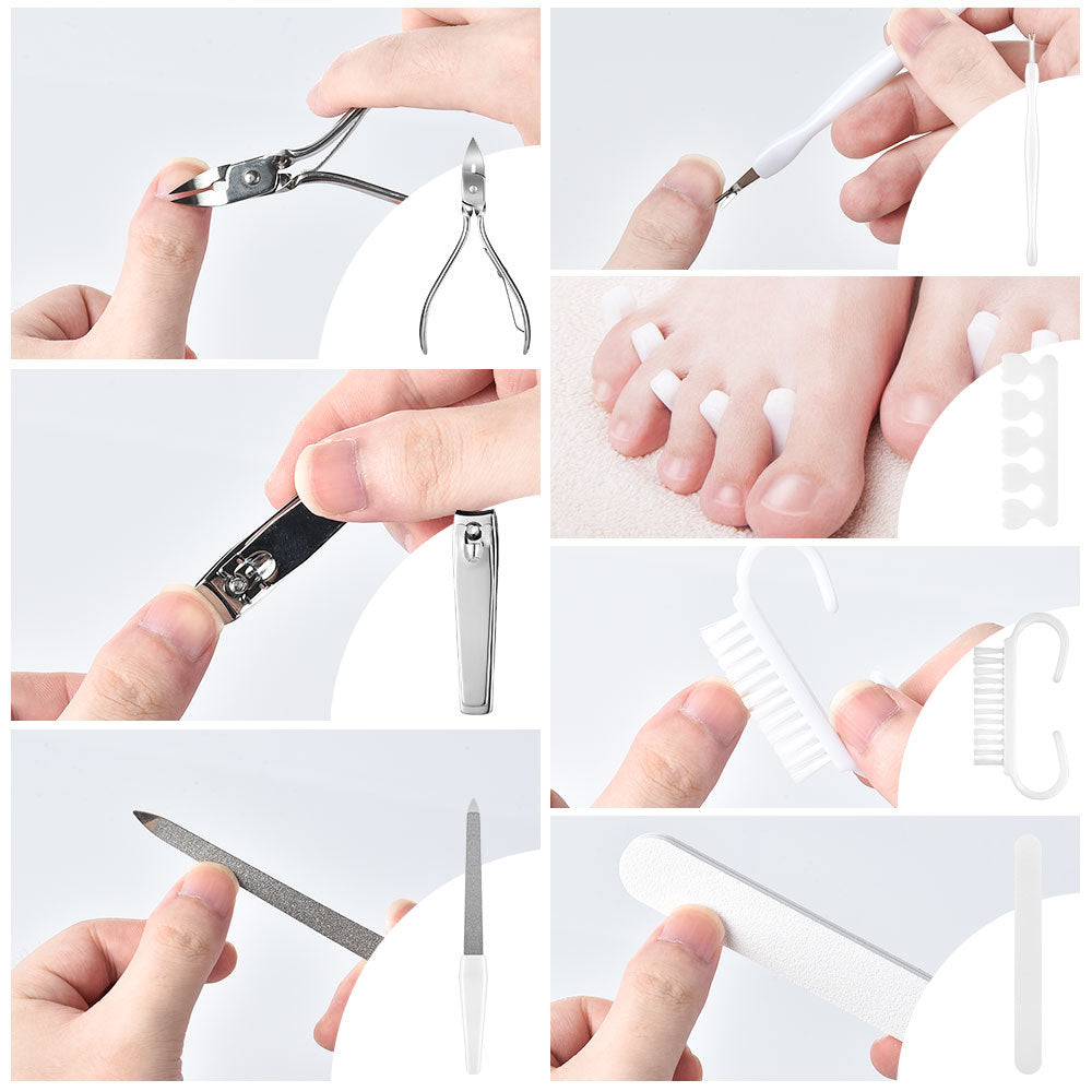 White Hand Grinding Foot 22-Piece Set Foot Exfoliation Calluses Scrub Scraping Foot Tool Nail Scissors - B&H