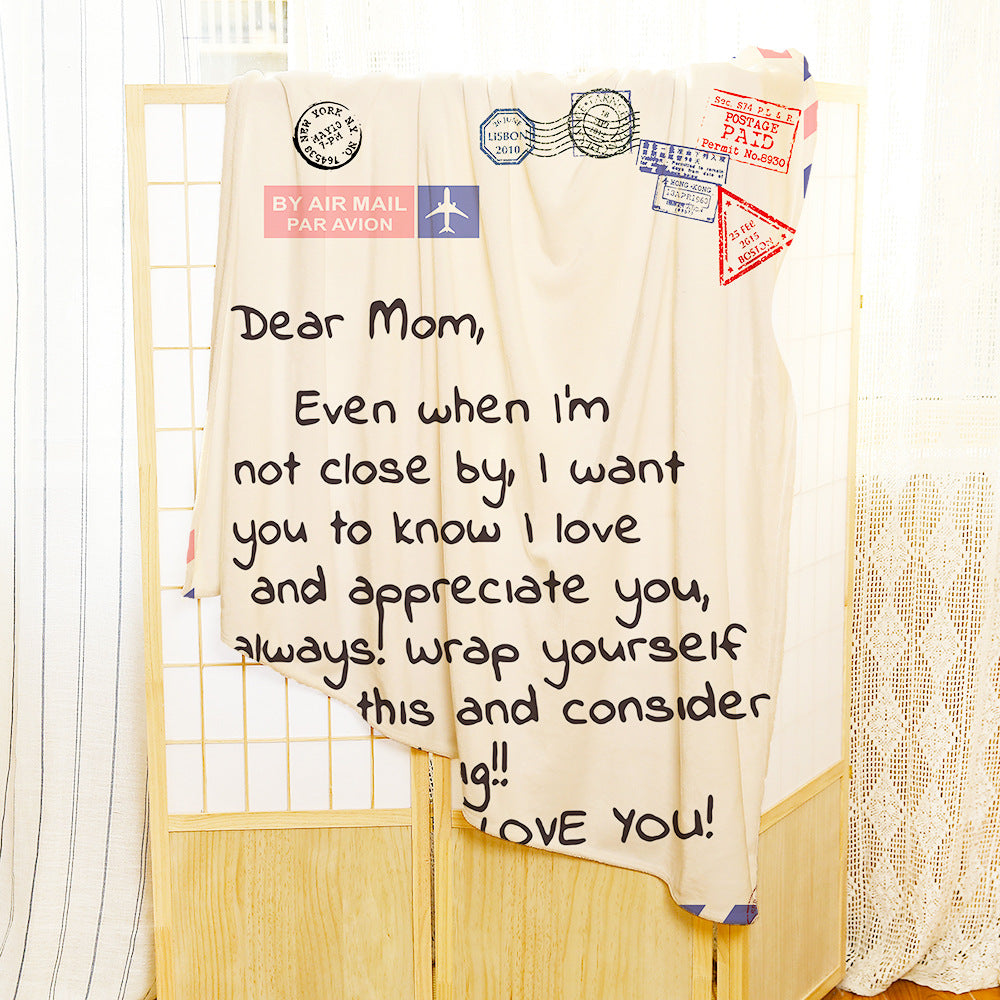 Textile Mother's Day Hot Sale Envelope Blanket Home Letter Letter Warm Flannel Message Letter Cover Blanket