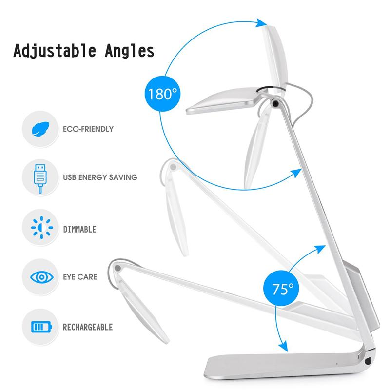 3 Mode Dimming LED Reading Study Desk Lamp Soft Eye-Protection Night Light Folding Rechargeable Table Lamp
