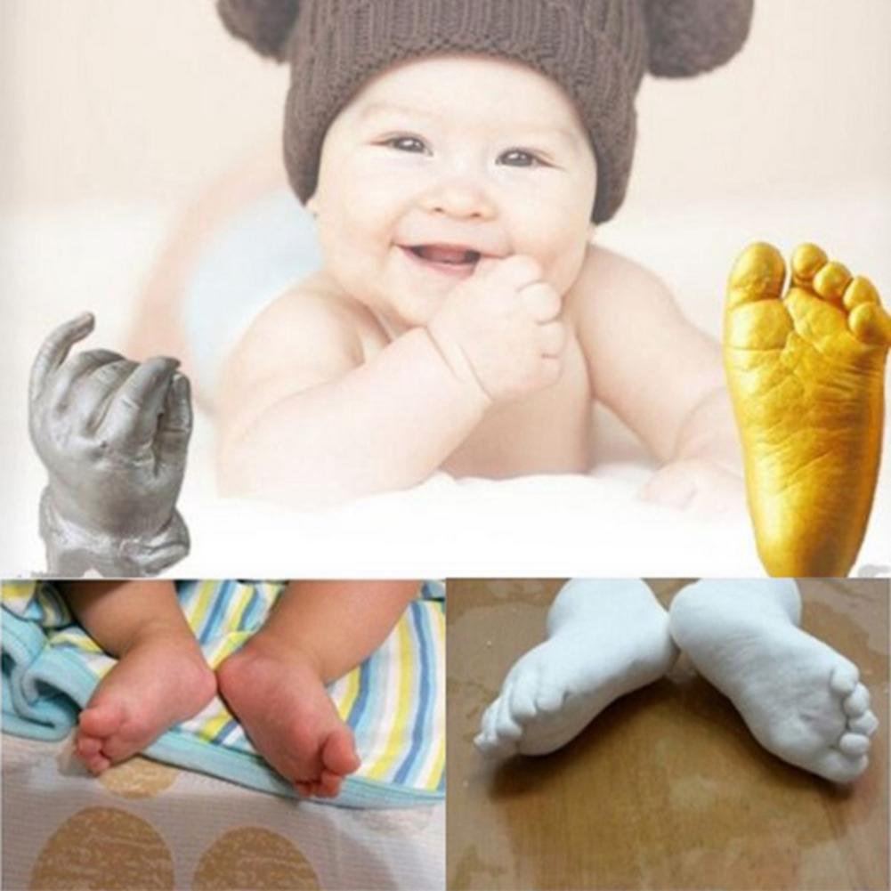 Kid1PC 3D Hand & Foot Print Mold Powder Plaster Casting Kit Handprint Footprint Keepsake Gift Baby GrowthMemorial Baby BirthdayGift - toy