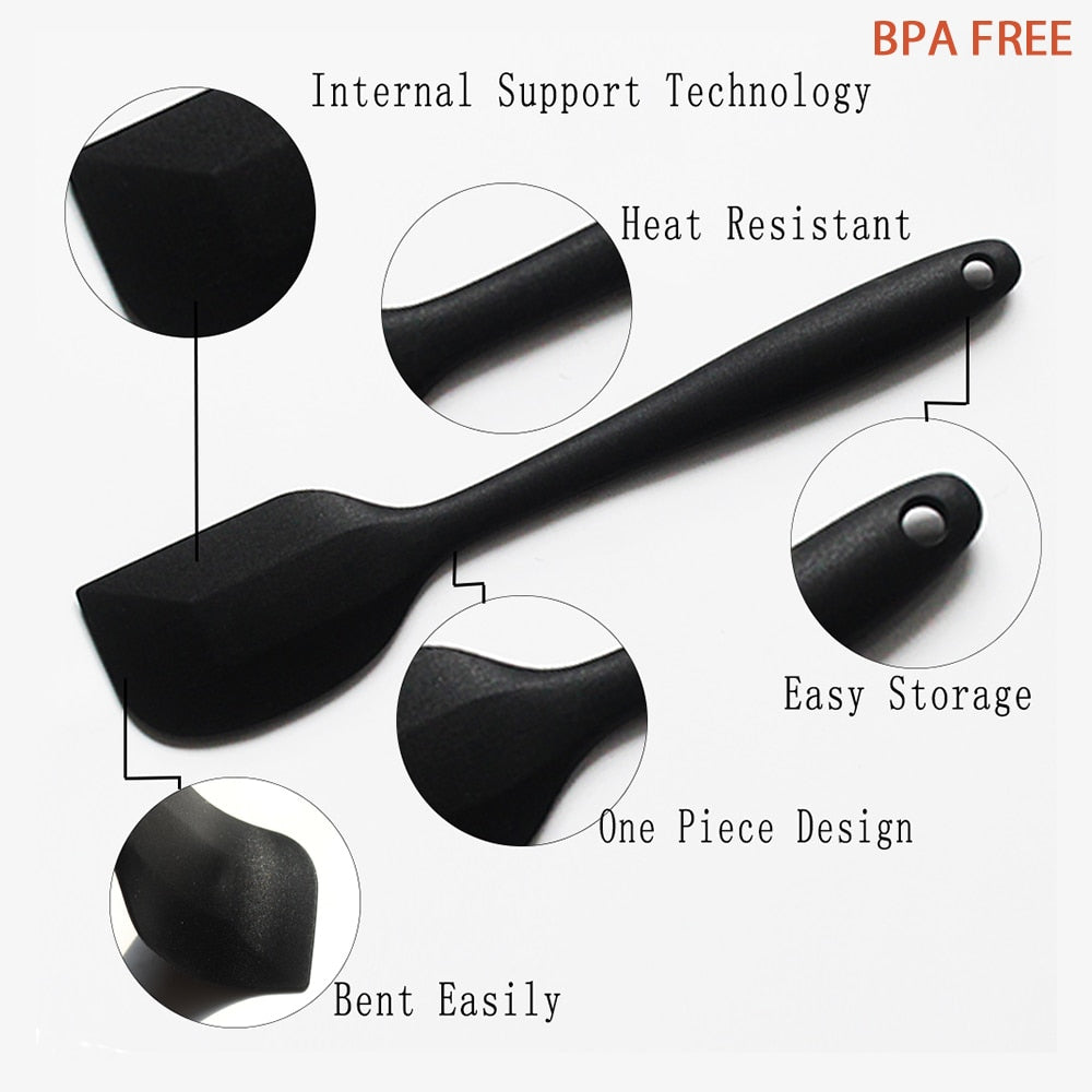6 Pcs Spatula Sets BPA Free Silicone Scrapers Spoon Non-Stick Silica Cake BBQ Heat Resistant Flexible Scraping Baking Tools - kitchen