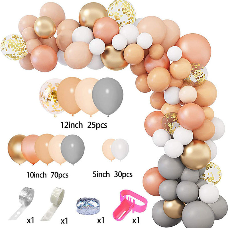 New Retro Color Latex Balloon Chain Combination Set Retro Peach Color Balloon Wedding Arrangement - party