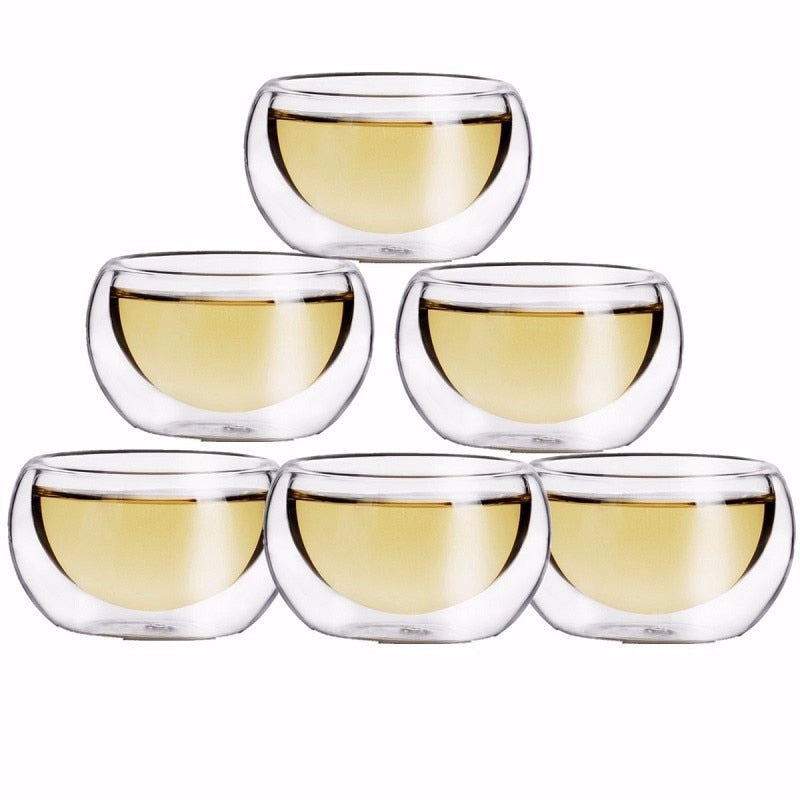 50ML Elegant Clear Drinking Cup Heat Resistant Double Wall Layer Tea Beer Cup Water Whisky Cup For Flower Tea