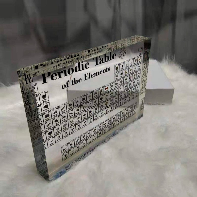 Acrylic Periodic Table Display With Real Elements Kids Teaching School Day Birthday Gifts Chemical Element Display Home Decor