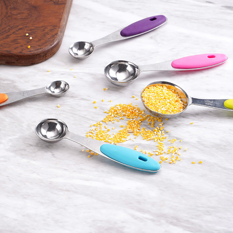 Baking Measuring Spoon Measuring Cup Stainless Steel With Silicone Handle 10-Piece Set Measuring Spoon Measuring Tool Supplies - kitchen