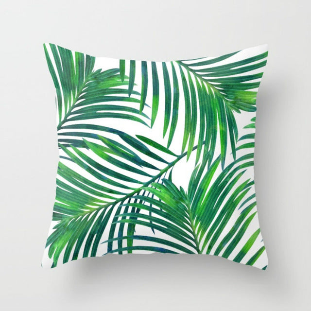 HomTe Elife Retro Green Leaves Cactus Linen cotton cushion case Polyester Home Decor Bedroom Decorative Sofa Car Throw Pillows - Textile