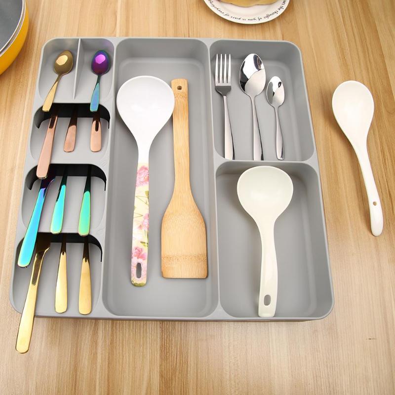 Cutlery Organizer Kitchen Drawer Organizer Tray Spoon Cutlery Separation Finishing Storage Box Tableware Kitchen Tool Dropship