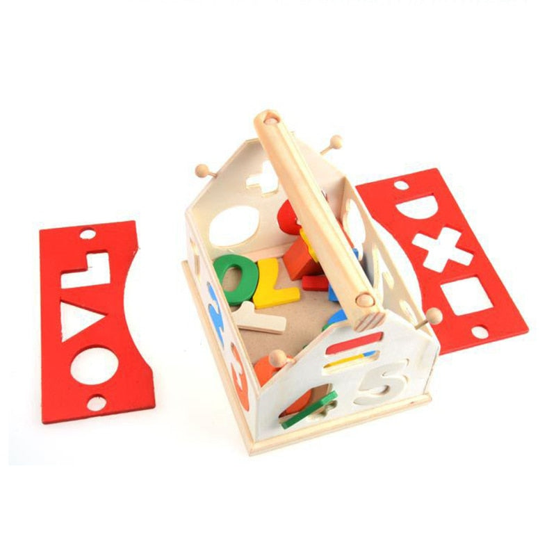 Wooden Toys House Number Letter Kids Children Learning Math Toy Multicolor Educational Intellectual Building Blocks