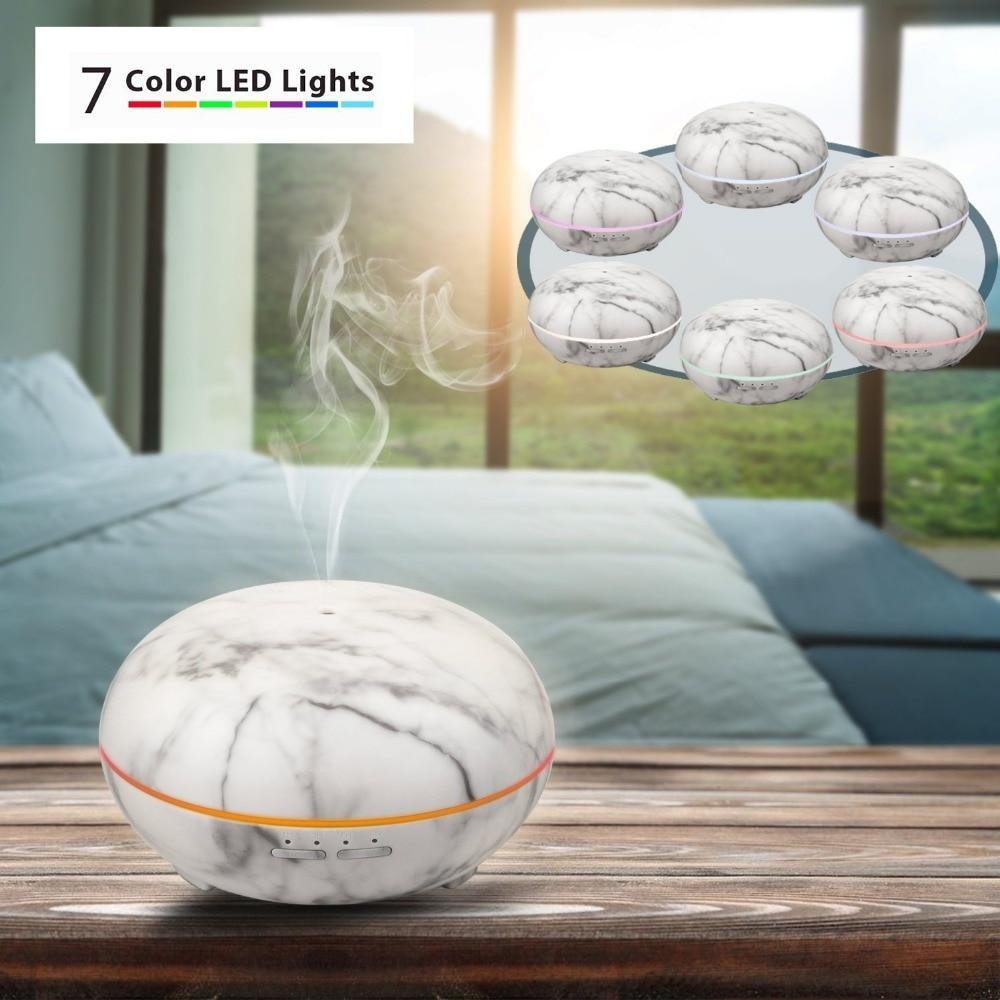 Ultrasonic Air Humidifier With Marble Grain LED Light  Aromatherapy - decor