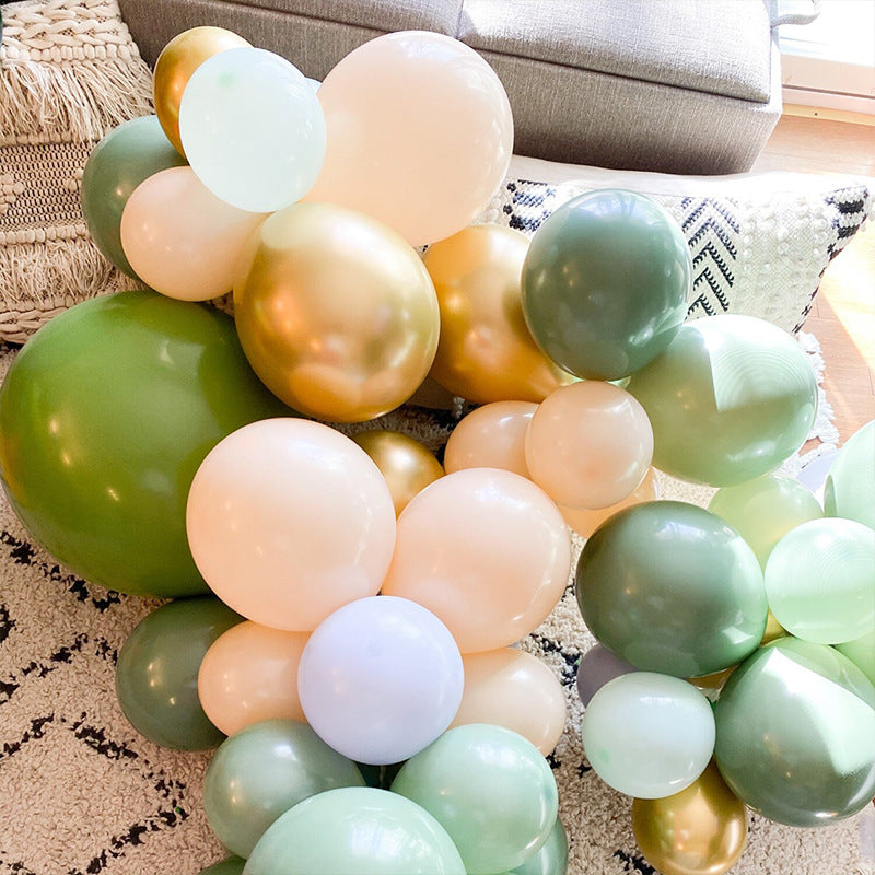 Vintage Color Latex Balloon Chain Olive Green Avocado Green Balloon Set Birthday Party Decoration Scene Arrangement