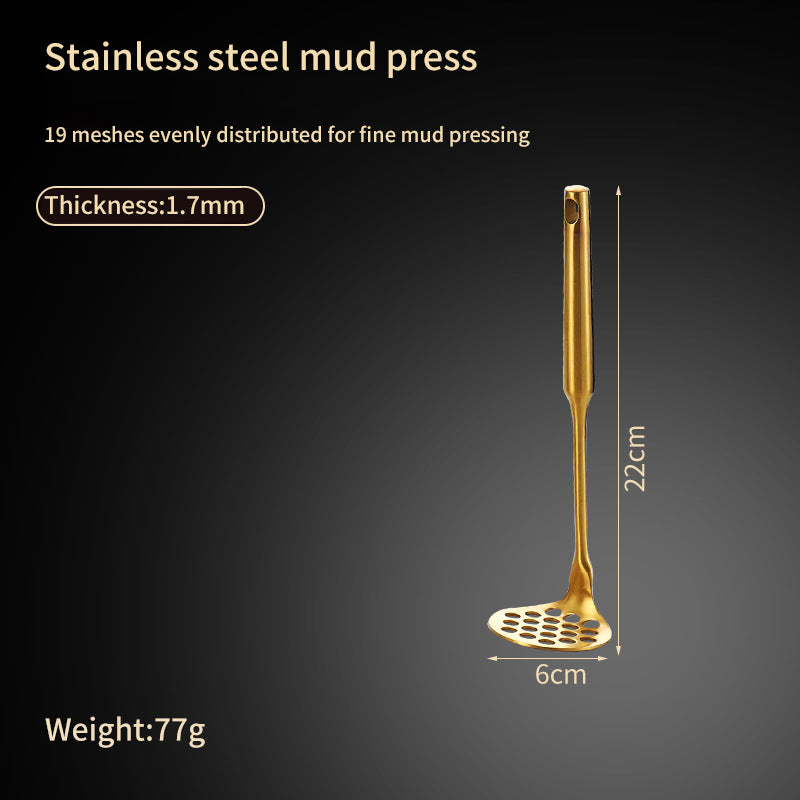 Stainless Steel Potato Masher Household Potato Press Kitchen Tool Manual Multi-Function Gold Masher