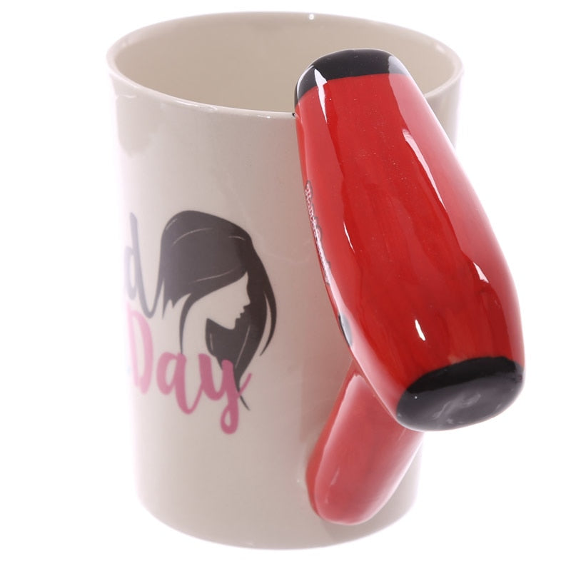 Creative Ceramic Hair Dryer Mug Ladies Tool Hair Dryer C Hair Salon Bathroom Decor Vanity Decor Coffee Cup Hairdresser Gift