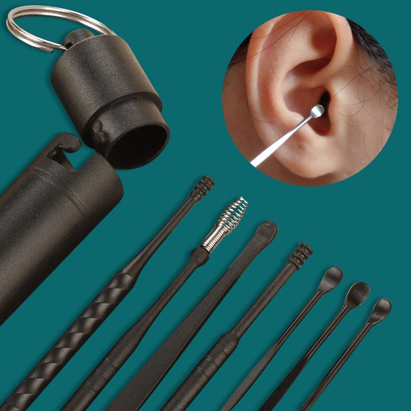 7Pcs Stainless Steel Earpick Ear Cleaner Spoon Ear Care Cleaning Tool Ear Wax Removal Kit Ear Wax Remover Ear Wax Removal Tool - B&H