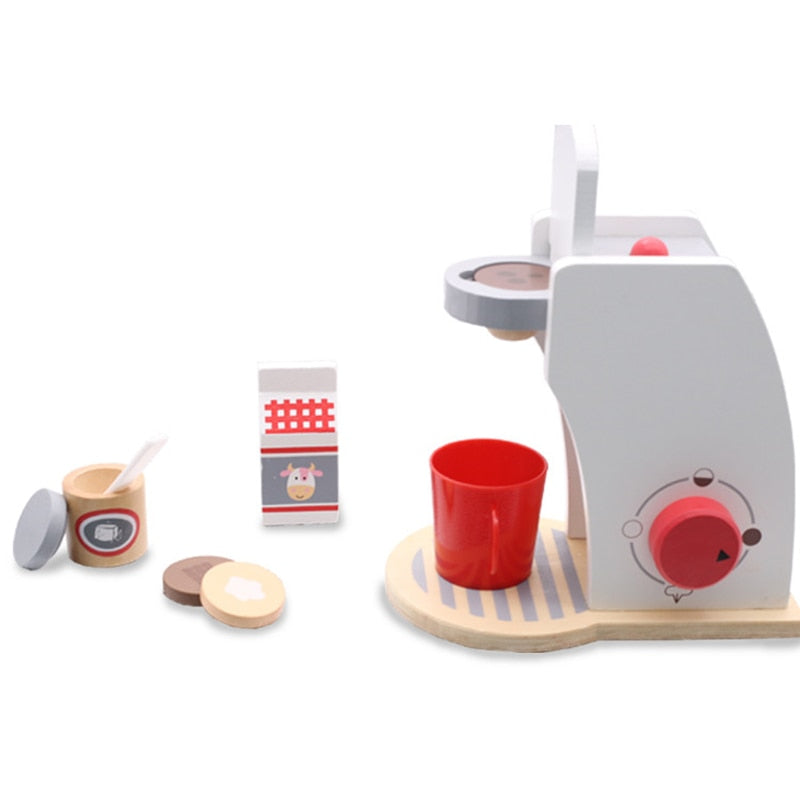 Kid Wooden Kitchen Pretend Play Toy Simulation Wooden Coffee Machine Toaster Machine Food Mixer Baby Early Learning Educational Toys