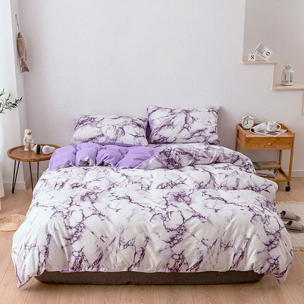 Textile The Bedroom Bedding Is A Comfortable White Marble Pattern Printed Duvet Cover (2/3 Piece Set)