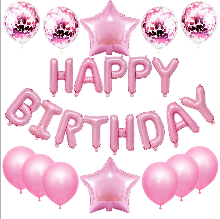 Happy Birthday Letter Balloons Rose Gold Silver Foil Alphabet Star Heart Ballon for Girl Boy Birthday Party Decoration