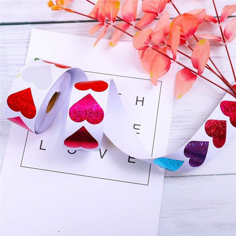 500pcs Heart Shape Labels Valentine's Day Paper Packaging Sticker Candy Dragee Bag Gift Box Packing Bag Wedding Thanks Stickers - party