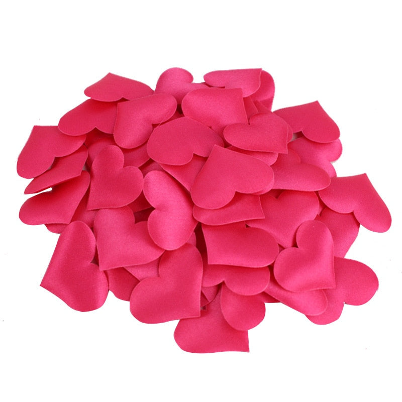 50Pcs 32mm Romantic Sponge Satin Fabric Heart Petals Wedding Confetti Table Bed Heart Petals Wedding Valentine Decoration - party